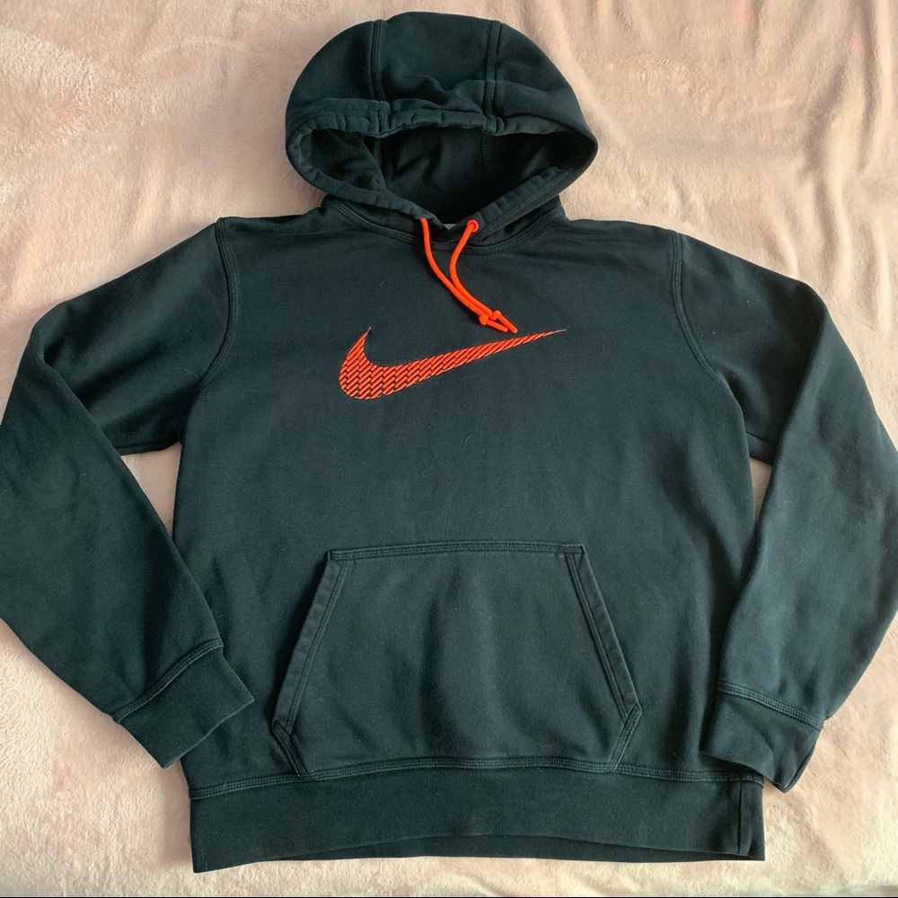 Black Nike Orange Swoosh Hoodie Size Large